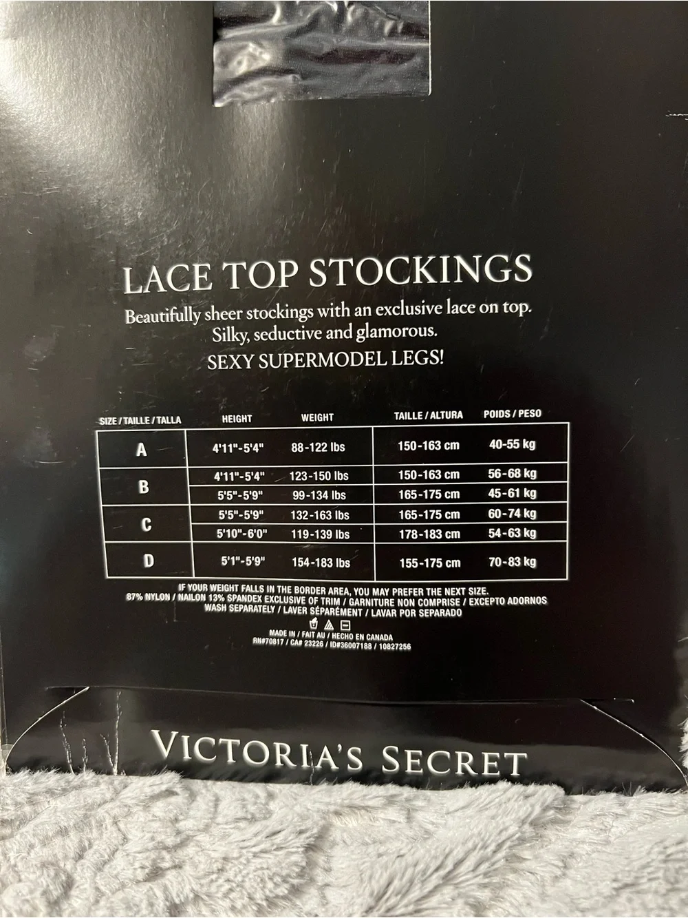 Victoria's Secret Black Lace Top Sheer Stockings